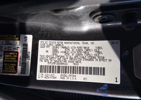 2013 Toyota Tundra Grade 4.6L V8 z USA, uszkodzony, nr VIN 5TFUM5F10DX044161